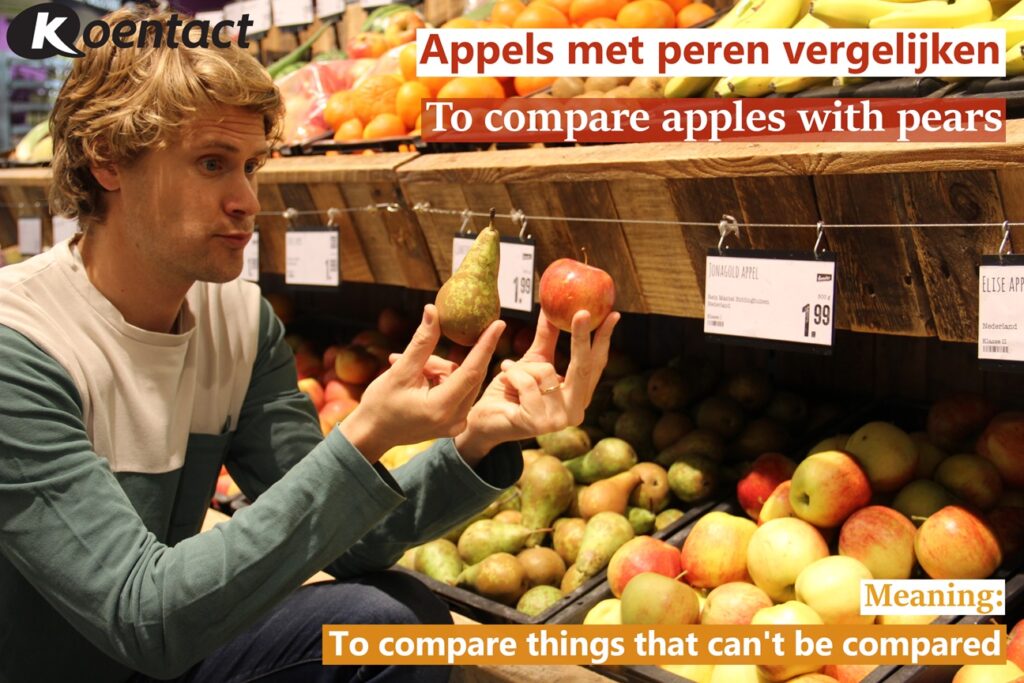 Dutch saying about apples: Appels met peren vergelijken